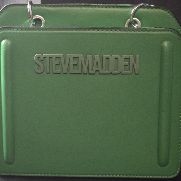 STEVE MADDEN BEVELYN SATCHEL CROSSBODY BAG W AIR POD CASE GREEN CHANGEABLE STRAP - Picture 2 of 13